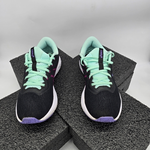 ASICS Shoes Women's 8.5 Running Black with Purple Accents and Mint Trim - Picture 2 of 7